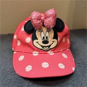 Disney Minnie Mouse Pink Polka Dot Toddler Hat with Sequin Bow